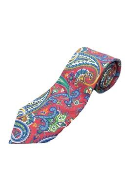 Breuer Italian Linen Paisley Tie Pink Blue Luxury Designer Necktie